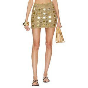 Alix Pinho Translucid Mini Skirts in Gold X-Small New Womens Crochet